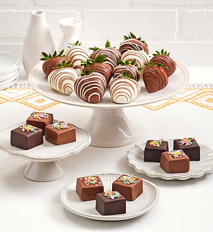 Celebration Cheesecake Bites™ with Gourmet Drizzled Strawberries